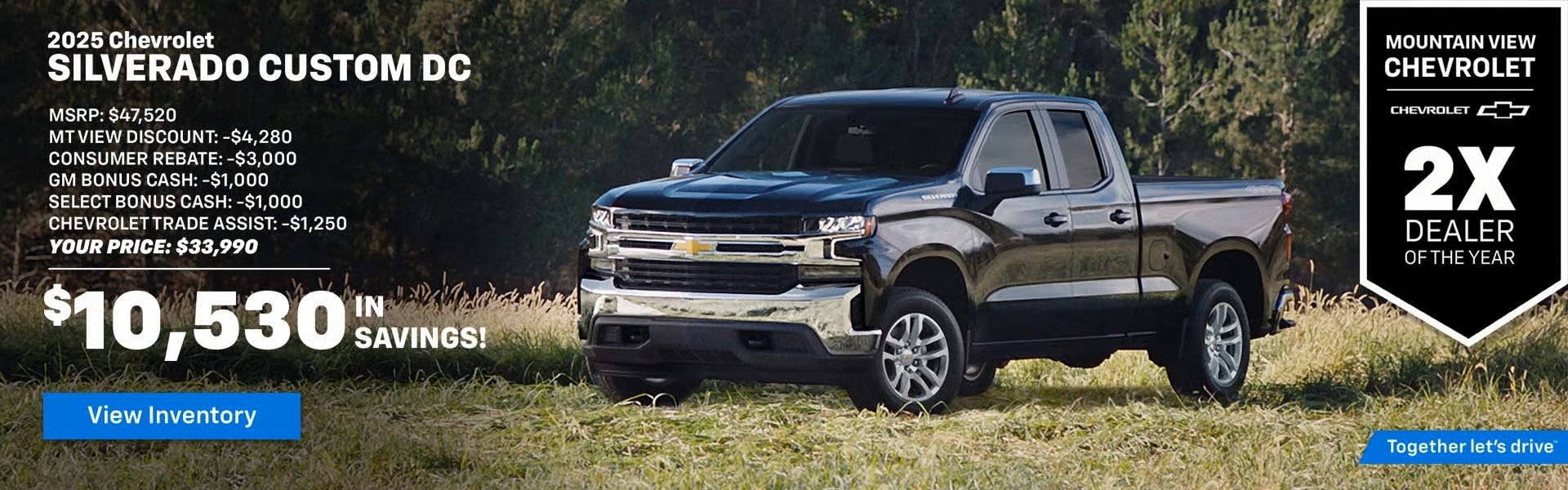 2025 Silverado Custom DC $10,530 in Savings